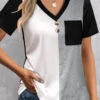 Plus Size Black Patchwork Short Sleeve T Shirt -Rosewe Promotion Store 331201 P 1680768787854