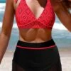 High Waisted Mesh Coral Bikini Set -Rosewe Promotion Store 331298 P 1680854400367