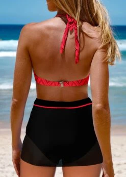 High Waisted Mesh Coral Bikini Set -Rosewe Promotion Store 331298 P 1680854400526