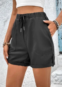 Pocket Drawastring High Waisted Grey Shorts -Rosewe Promotion Store 331384 P 16811237284182