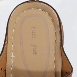 Dark Camel Floral Open Toe Mid Heel Sliders -Rosewe Promotion Store 331506 P 1681188372973