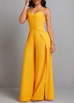 Split Yellow Heart Collar Sleeveless Jumpsuit -Rosewe Promotion Store 331567 P 16859588700212