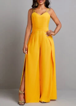 Split Yellow Heart Collar Sleeveless Jumpsuit -Rosewe Promotion Store 331567 P 16859588703223