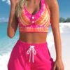 Hot Pink High Waisted Tie Dye Print Bikini Set -Rosewe Promotion Store 331645 P 1681279687553