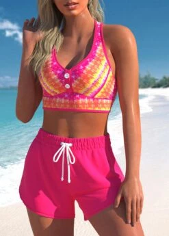 Hot Pink High Waisted Tie Dye Print Bikini Set -Rosewe Promotion Store 331645 P 1681279688814