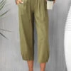 Regular Pocket Olive Green Elastic Waist Pants -Rosewe Promotion Store 331693 P 16838778962910