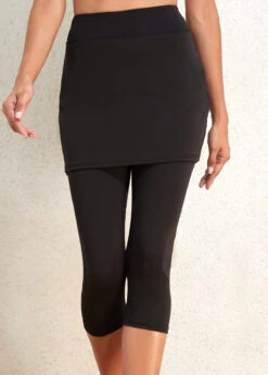 Pocket Black Elastic Waist High Waisted Capri Leggings -Rosewe Promotion Store 331702 P 16850092067855