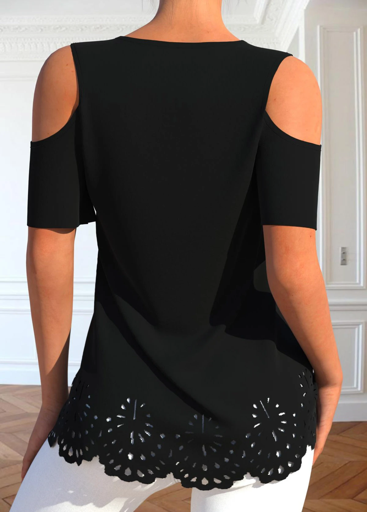 Burn Out Printing V Neck Black T Shirt 4 Burn Out Printing V Neck Black T Shirt - Image 2