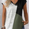 Plus Size Sage Green Button T Shirt -Rosewe Promotion Store 331731 P 1681379737543