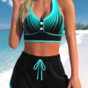 High Waisted Ombre Criss Cross Cyan Bikini Set -Rosewe Promotion Store 331746 P 1682408756686