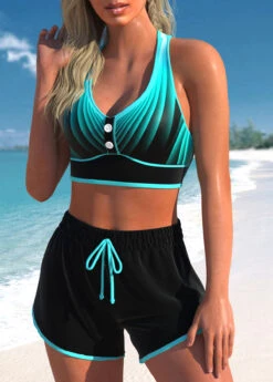 High Waisted Ombre Criss Cross Cyan Bikini Set -Rosewe Promotion Store 331746 P 1682408759356