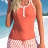 Plus Size Mid Waisted Coral Tribal Print Tankini Set -Rosewe Promotion Store 331759 P 1681385543741