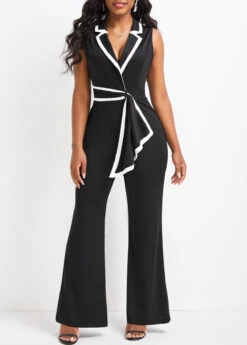 Asymmetry Long Lapel Sleeveless Black Jumpsuit -Rosewe Promotion Store 331781 P 16835451826483