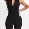 Zipper Black Short Sleeveless Skinny Romper -Rosewe Promotion Store 331918 P 16832837863350