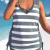 Mid Waisted Dark Grey Plus Size Striped Tankini Set 2 Mid Waisted Dark Grey Plus Size Striped Tankini Set -Rosewe Promotion Store 331998 P 1684321798216