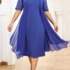 Blue Plus Size Patchwork Short Sleeve Bodycon Dress -Rosewe Promotion Store 332065 P 16881125188030