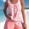 Plus Size Mid Waisted Light Pink Tankini Set -Rosewe Promotion Store 332121 P 1682673000919