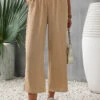 High Waisted Pocket Light Camel Elastic Waist Pants -Rosewe Promotion Store 332192 P 16835452840960