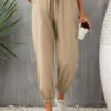 Light Camel Drawastring High Waisted Pocket Jogger Pants -Rosewe Promotion Store 332194 P 16837179811970