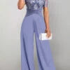 Round Neck Lace Dusty Blue Long Jumpsuit -Rosewe Promotion Store 332221 P 1681973936409