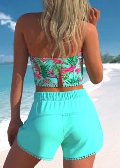 High Waisted Cyan Plus Size Tankini Set -Rosewe Promotion Store 332245 P 1682663570523