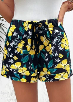 Floral Print Pocket Multi Color Regular Shorts -Rosewe Promotion Store 332281 P 16842375910983
