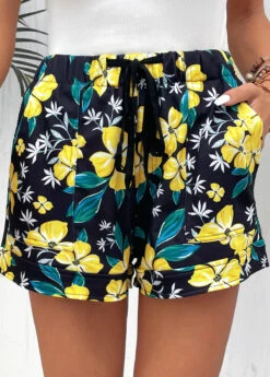 Floral Print Pocket Multi Color Regular Shorts