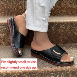 Black Mid Heel Open Toe Sliders -Rosewe Promotion Store 332285 P 1681983086894