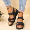 Black Peep Toe Mid Heel Velcro Sandals -Rosewe Promotion Store 332317 P 1681983023992