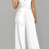 Asymmetry Sleeveless White Long Lapel Jumpsuit -Rosewe Promotion Store 332381 P 1684476423634