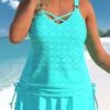 Mid Waisted Cyan Plus Size Circular Ring Tankini Set -Rosewe Promotion Store 332415 P 1683514093440