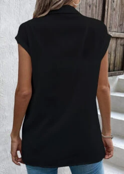 Short Sleeve Button Black Shirt Collar Blouse -Rosewe Promotion Store 332558 P 1683188288104