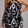 Graffiti Print Criss Cross Black Sleeveless Top And Shorts -Rosewe Promotion Store 332572 P 16850638472830
