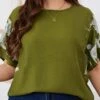 Half Sleeve Olive Green Plus Size T Shirt -Rosewe Promotion Store 332611 P 1684215546719