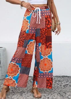 Tribal Print Drawstring Multi Color Drawastring Pants -Rosewe Promotion Store 332672 P 16853383555723