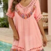 Patchwork Pink V Neck Cover Up -Rosewe Promotion Store 332727 P 16848251845330