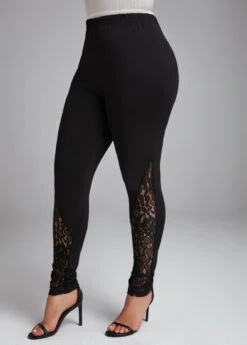 Lace Skinny Elastic Waist High Waisted Black Pants -Rosewe Promotion Store 333059 P 16849774473053