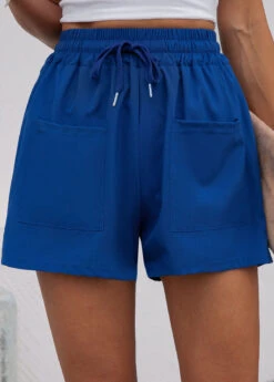 Pocket Drawastring High Waisted Dark Blue Shorts -Rosewe Promotion Store 333075 P 16844987779983