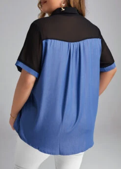 Denim Blue Plus Size Button T Shirt -Rosewe Promotion Store 333152 P 16856149411301