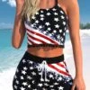 Mid Waisted American Flag Print Drawstring Bikini Set -Rosewe Promotion Store 333300 P 1683884123040