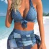 High Waisted Lace Up Denim Blue Bikini Set -Rosewe Promotion Store 333303 P 1683266337929