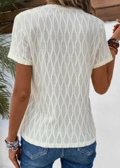 Lightweight Round Neck Short Sleeve Beige T Shirt -Rosewe Promotion Store 333375 P 16854384120201