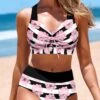 Mid Waisted Striped Criss Cross Black Bikini Set -Rosewe Promotion Store 333385 P 1684291166709