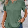 Cut Out Round Neck Sage Green T Shirt -Rosewe Promotion Store 333471 P 16880162793120