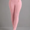 Skinny Button Pink Elastic Waist High Waisted Pants -Rosewe Promotion Store 333480 P 16838868561990