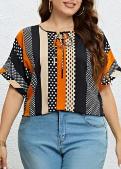 Multi Color Plus Size Tie T Shirt
