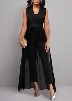 Asymmetry Black Capri V Neck Sleeveless Jumpsuit -Rosewe Promotion Store 333641 P 1684399063072