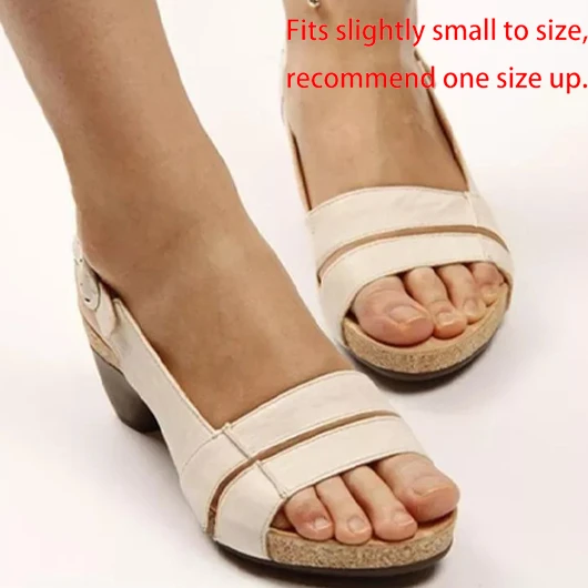 Peep Toe Mid Heel Beige Sandals 4 Peep Toe Mid Heel Beige Sandals - Image 2