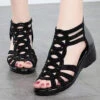 Peep Toe Mid Heel Black Sandals 2 Peep Toe Mid Heel Black Sandals -Rosewe Promotion Store 333693 P 1683693258990