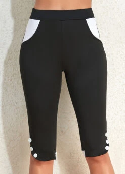 Black Elastic Waist High Waisted Capri Leggings -Rosewe Promotion Store 333743 P 16850913687505